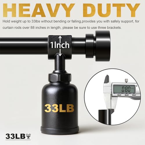 Lootkell Black Curtain Rods for Windows 48 to 84 Inches Adjustable Heavy Duty 1 Diameter Window Curtain Rod with Decorative Finials for Outdoor Farmhouse Bedroom Kitchen Living Room